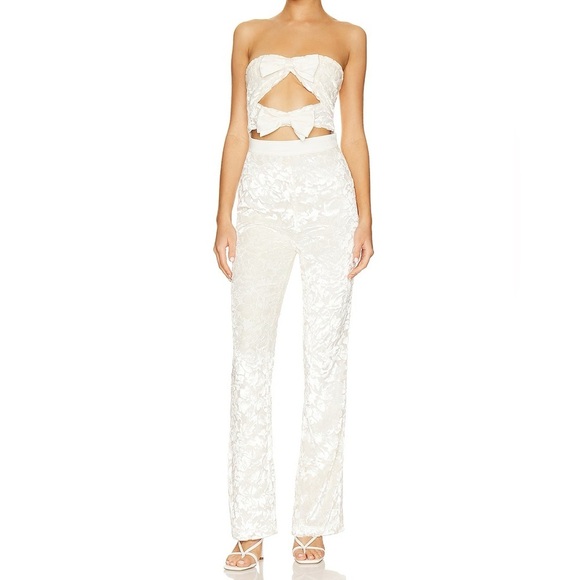 Tularosa Meave Jumpsuit Cut out Bow Front in ivory size S - Picture 1 of 6